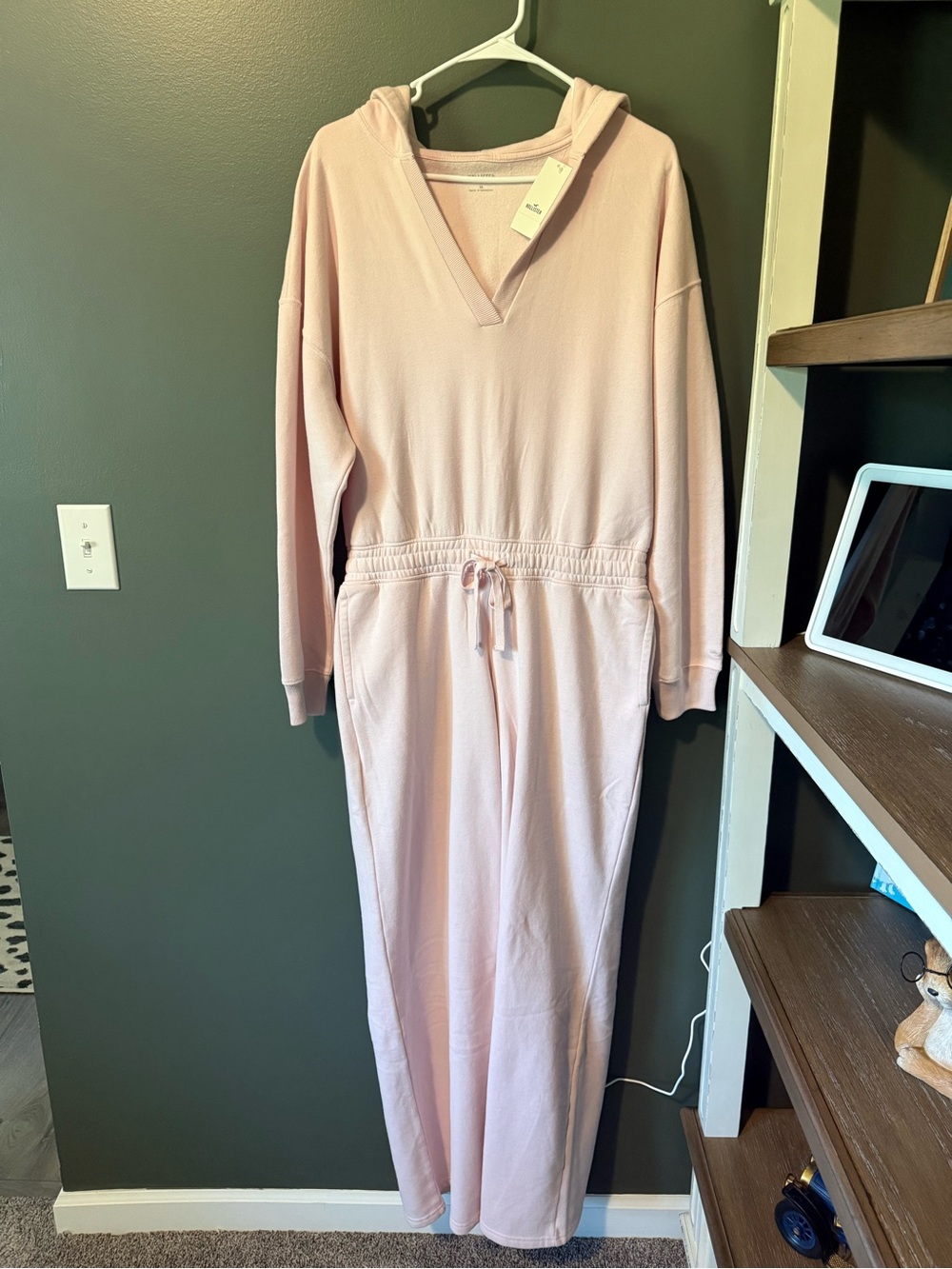 Hollister Light Pink Hooded Long Jumpsuit